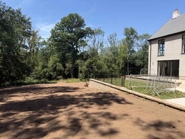 Plot 12 rear garden now levelled, topsoiled and ready for turf (lots of turf!) 